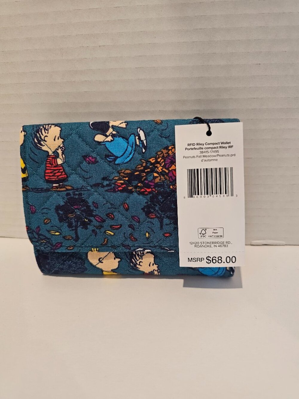 NWT Vera Bradley RFID Riley Compact Wallet Peanuts Fall Meadow Pumpkin Halloween - Picture 6 of 14